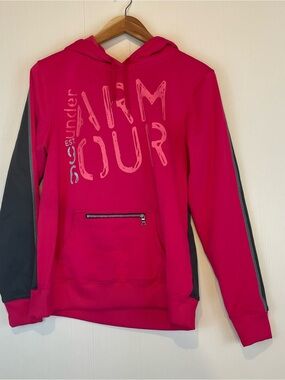 Under Armour Hot Pink and grey Hooded Pullover Sweatshirt
